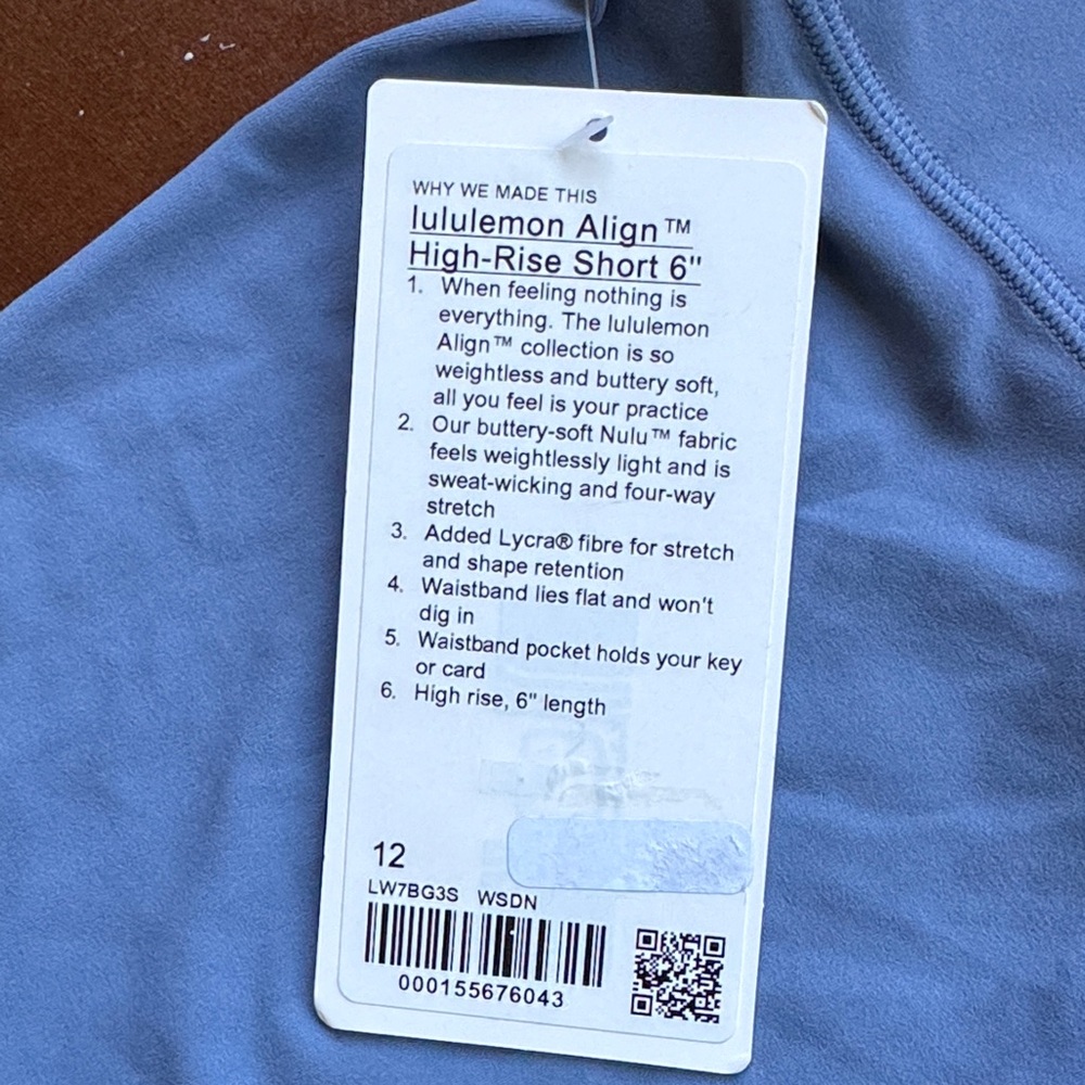 lululemon Align High Rise Short 6” Sky Blue Bike Shorts - Picture 2 of 5